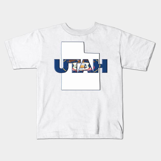 Utah Colored State Letters Kids T-Shirt by m2inspiration